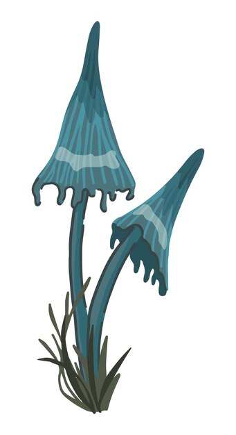 ベクトル 白で隔離毒キノコ クリップアート漫画のスタイルで抽象的な菌ハロウィーンの装飾の色ベクトル イラスト