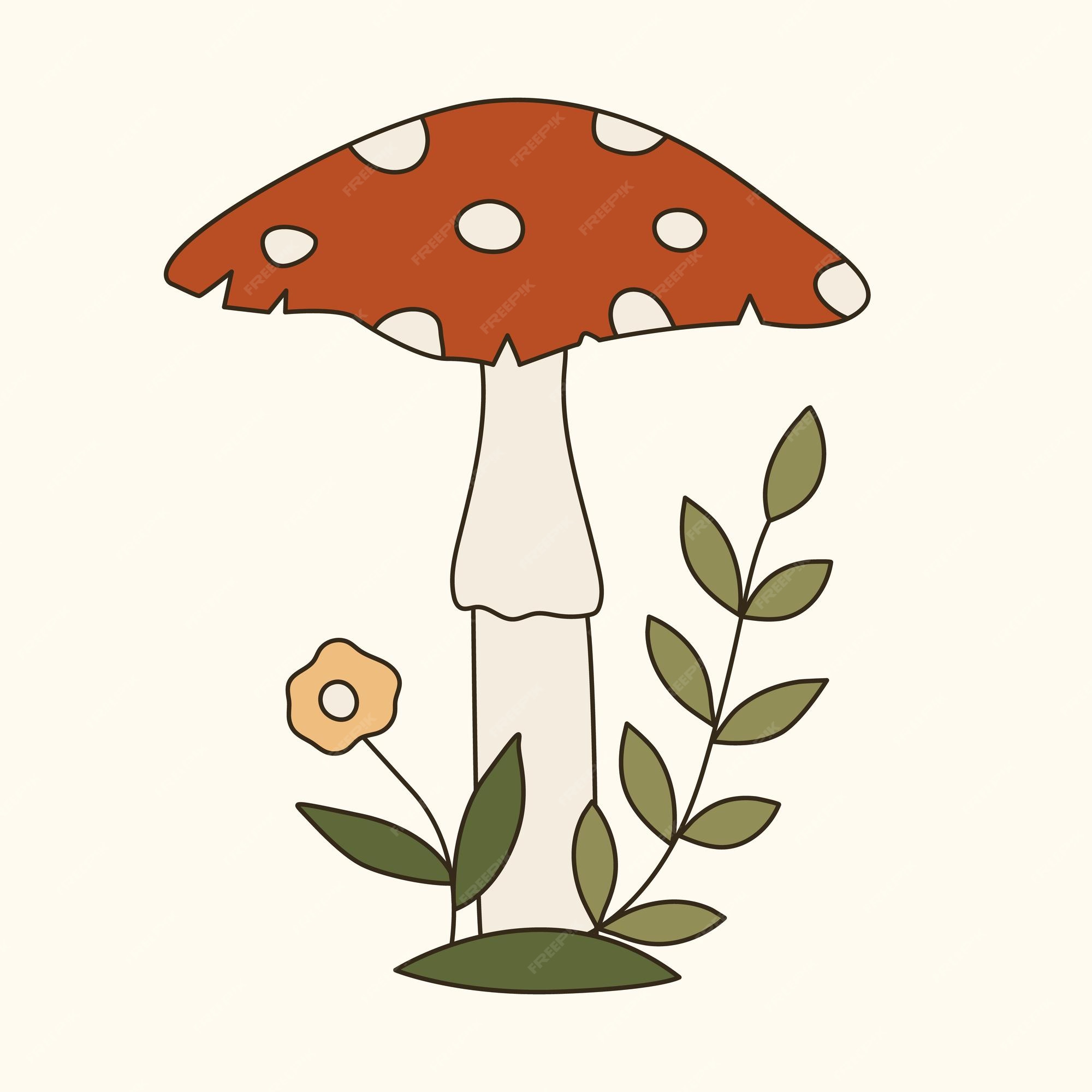 Premium Vector | Poisonous mushroom vector illustration retro amanita  drawing