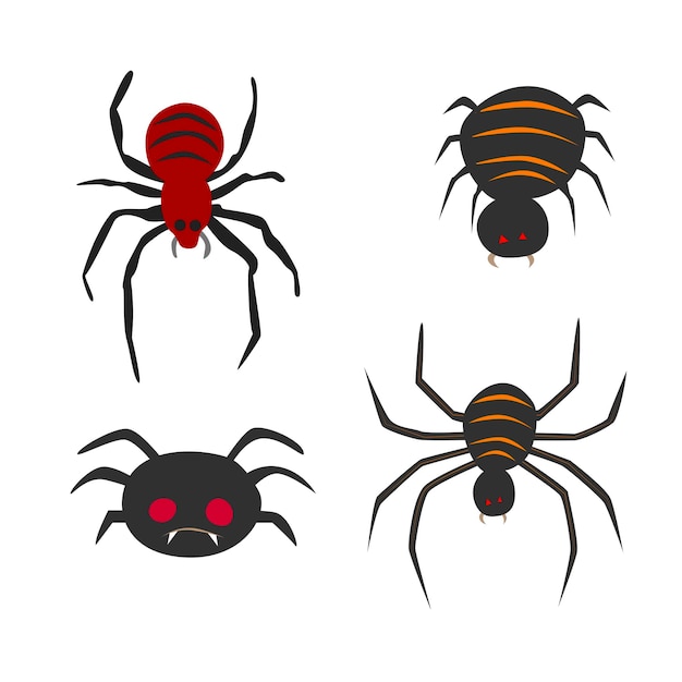 Poisonous spider vector set happy halloween clip art halloween character insect vector flat