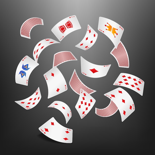 Vector poker card diamond scattered