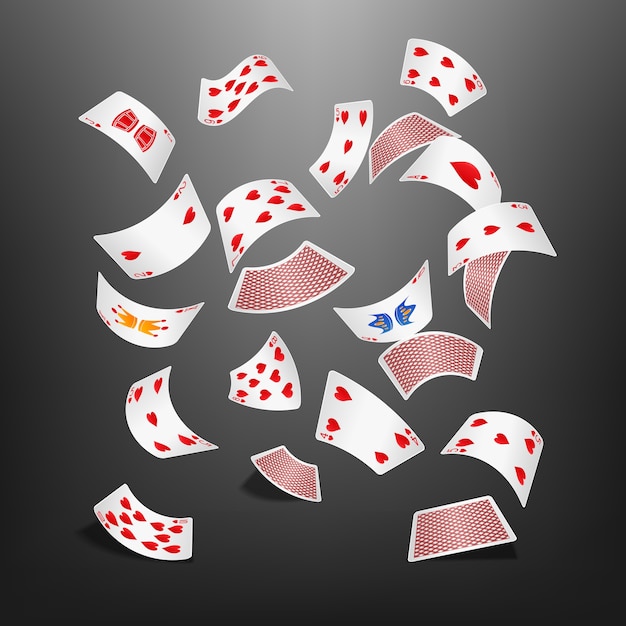 Vector poker card heart scattered