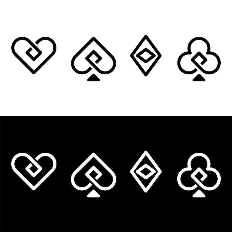 Vector poker card logo. creative gambling logo design concept.