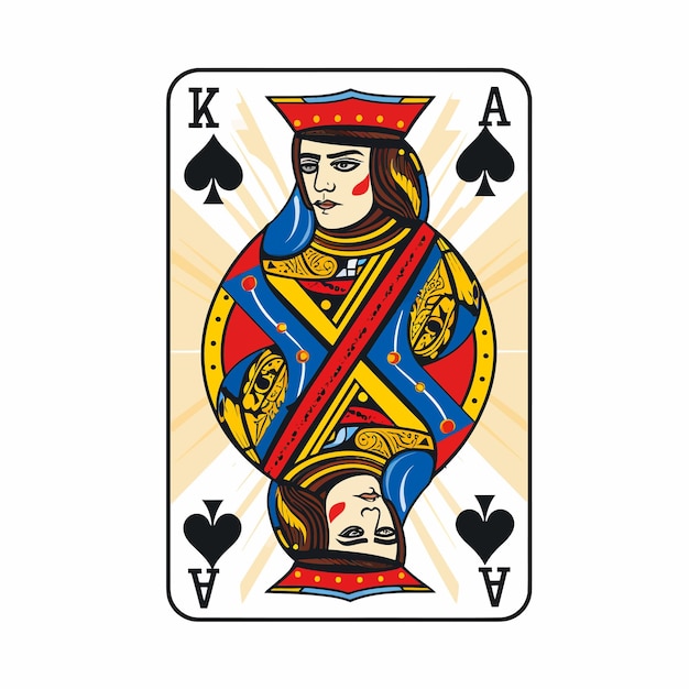 Vector poker cards game king and queen