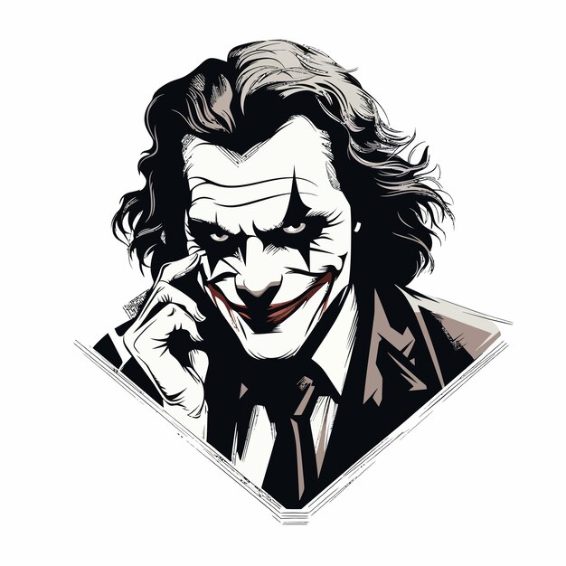 Vector poker cards joker black and white