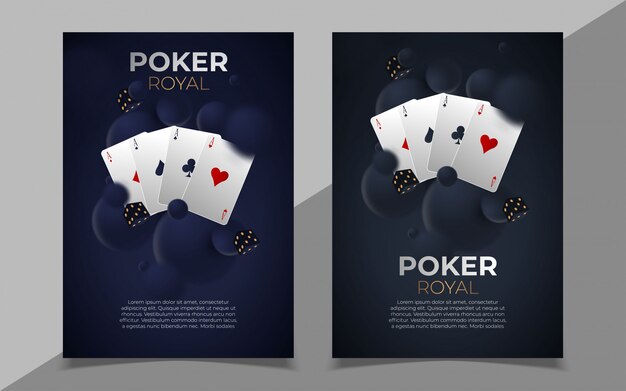 ポーカー用のチップとカードの背景。ポーカーカジノテンプレートポスター。