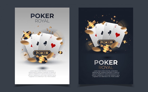 Sfondo di fiches e carte da poker. poster del modello di poker casinò.