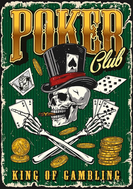 Poker club colorful vintage poster