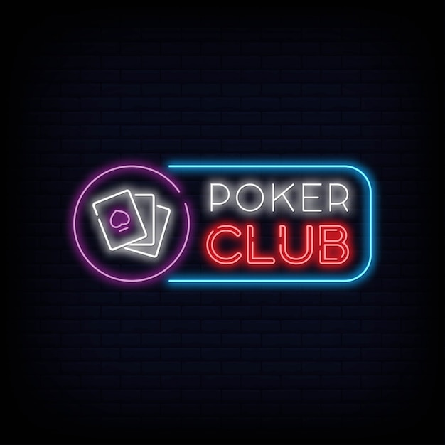 Vector poker club neon sign signboard effect