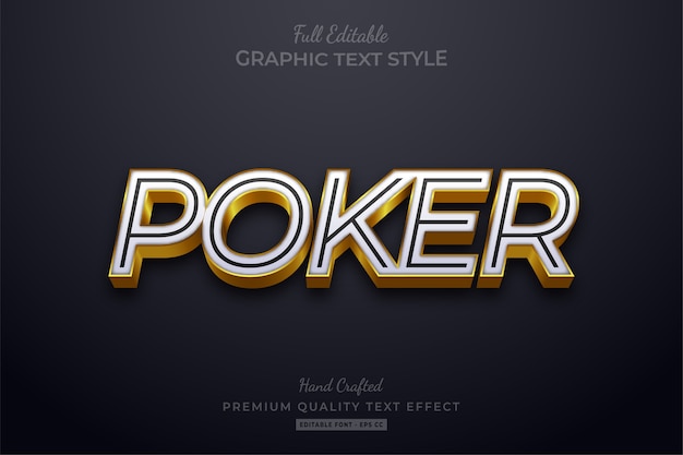 Poker editable eps text style effect premium