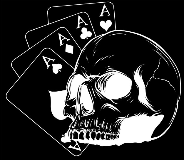 Vettore pokerfaceskull e quattro assi