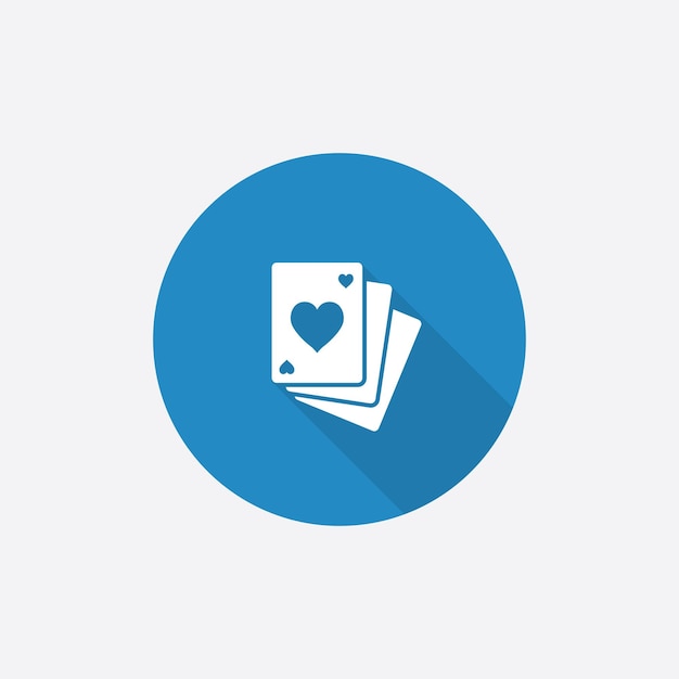 Poker Flat Blue Simple Icon with long shadowxA