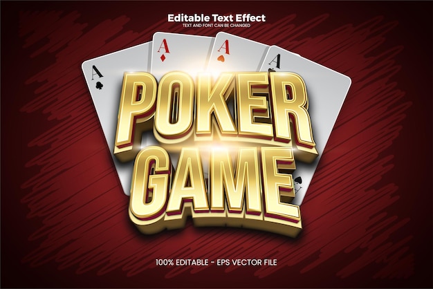 Vector poker game editable text effect in modern trend style