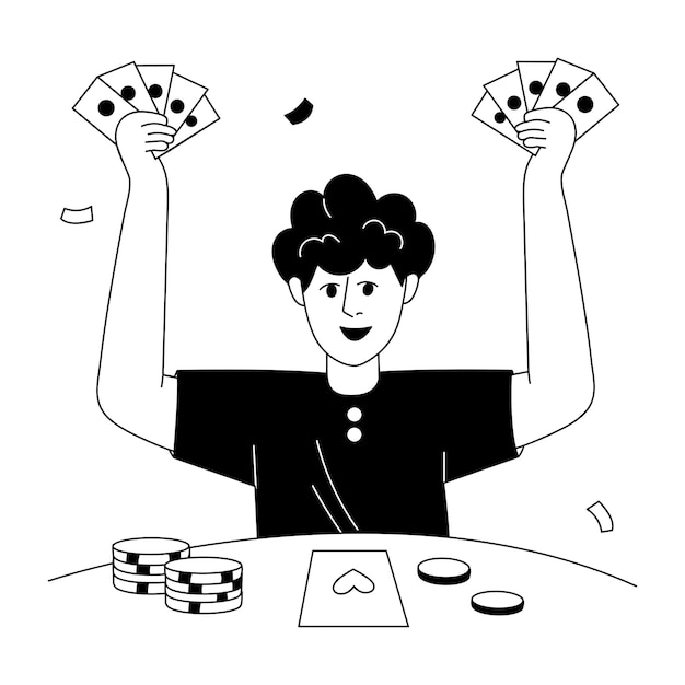 포커의 글리프 스타일의 베터의 일러스트레이션