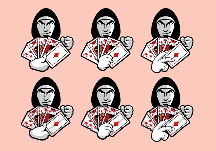 Vector poker logo character design illustration