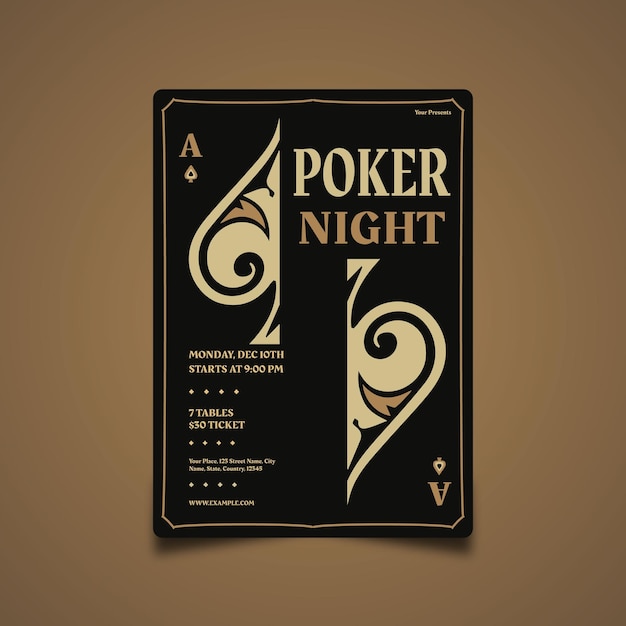 Poker nacht flyer ontwerp