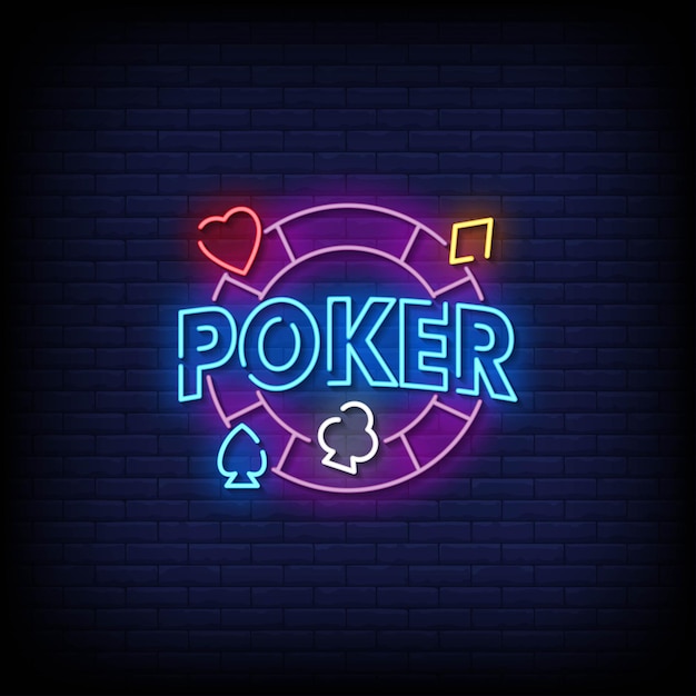 Vector poker neon signs style text .