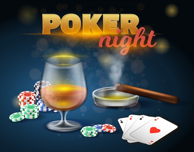 Poker Night Gambling Games in Casino.