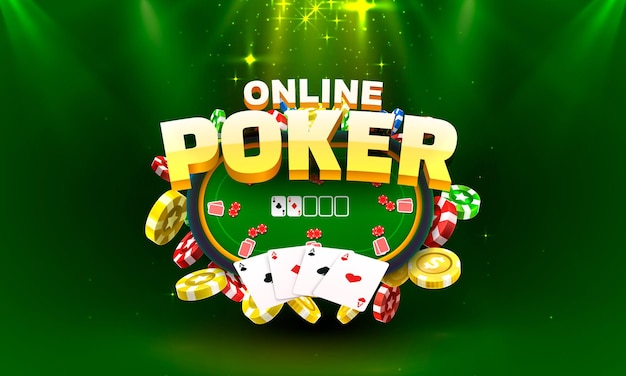 Poker online gamble, game play banner, club sport. .