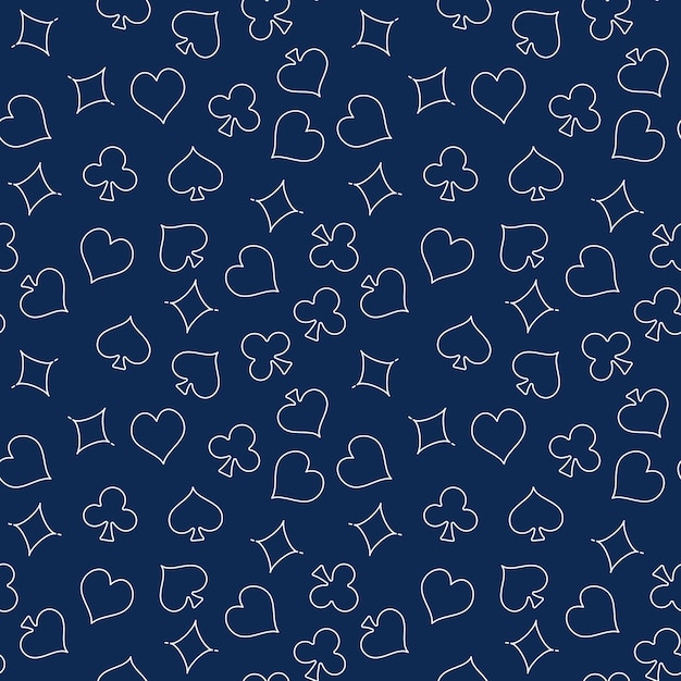 Poker Seamless Pattern in thin line style Vector minimal background