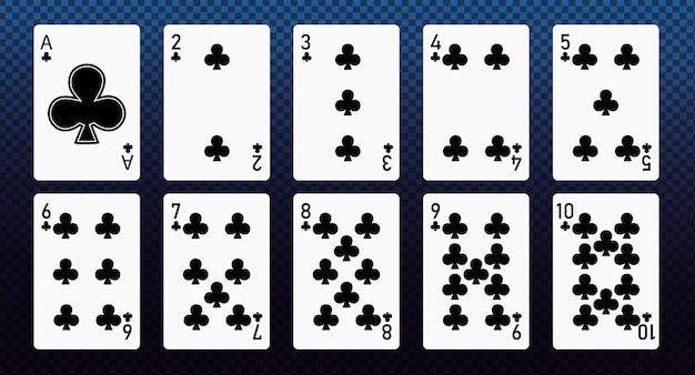 Vector poker speelkaart pak klaver omtrek vorm enkele icoon clubs pak dek van speelkaarten gebruikt voor