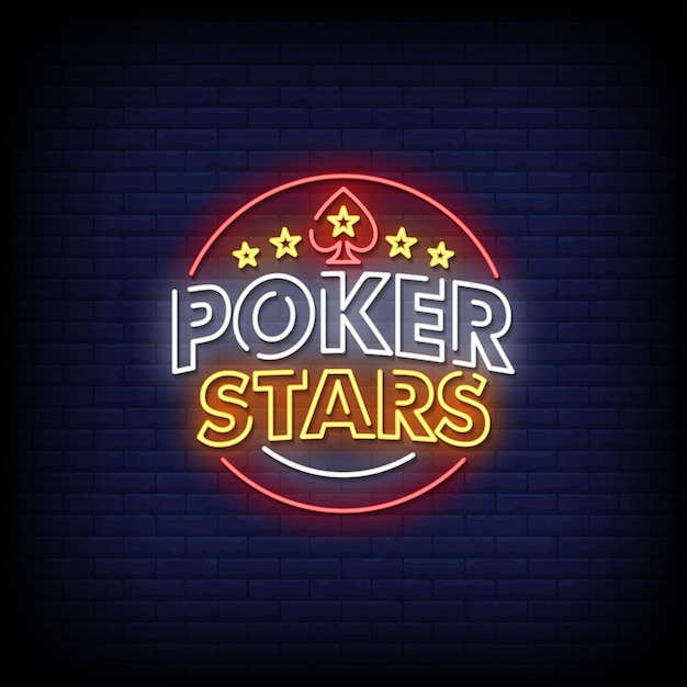 Testo in stile insegne al neon di poker stars