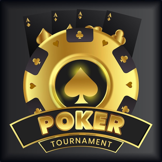 Vettore sfondo del torneo di poker con fiches da poker e illustrazione vettoriale di carte