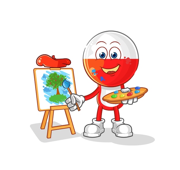 Poland artist mascot cartoon vector