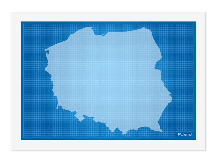 Vector poland on blueprint
