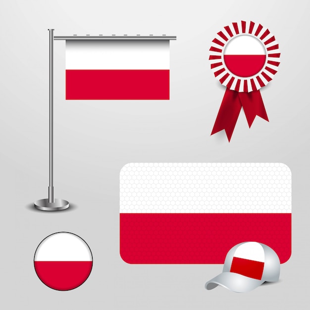 Poland country flag set