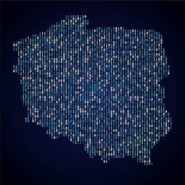 Premium Vector Poland country map made from digital binary code