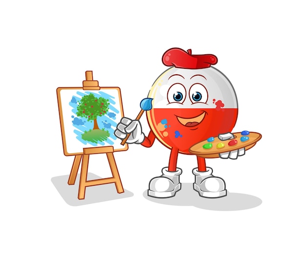 Poland flag artist mascot. cartoon vector