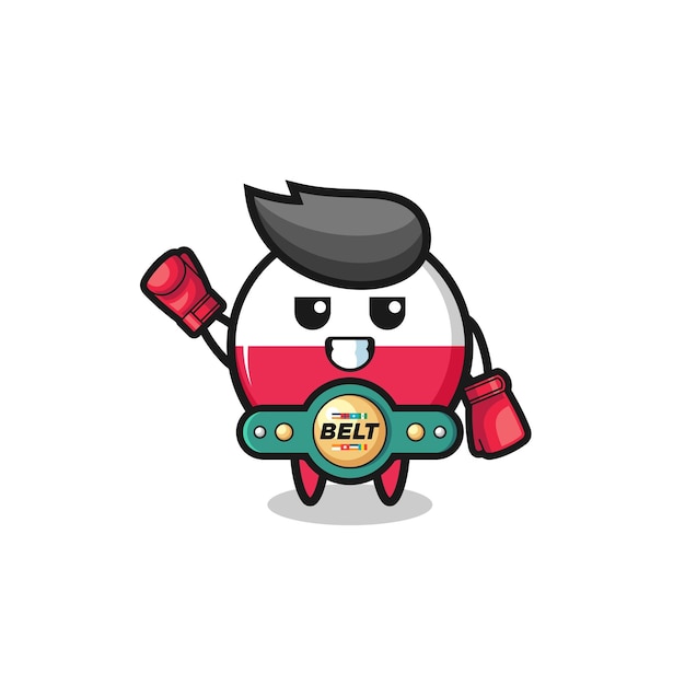 Poland flag boxer mascot character