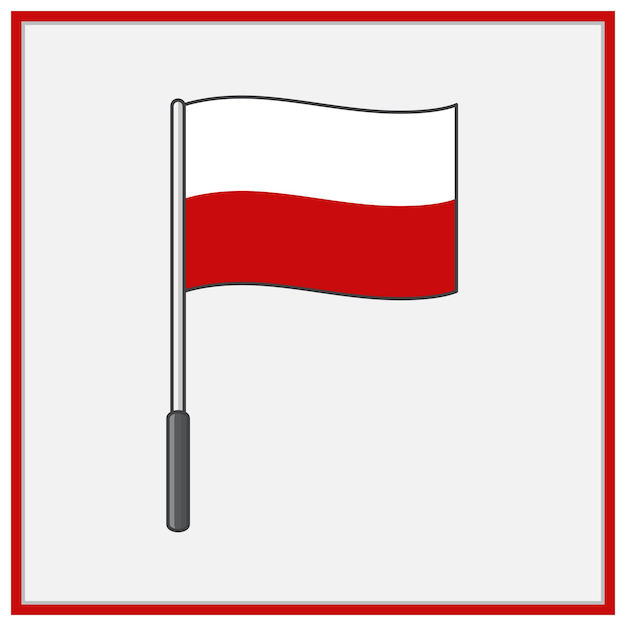 Poland Flag Cartoon Vector Illustration Flag of Poland Flat Icon Outline