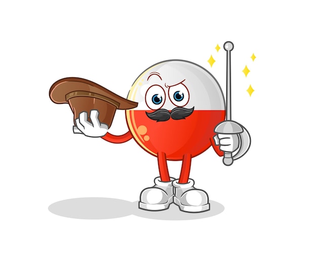 Poland flag fencer character. cartoon mascot vector