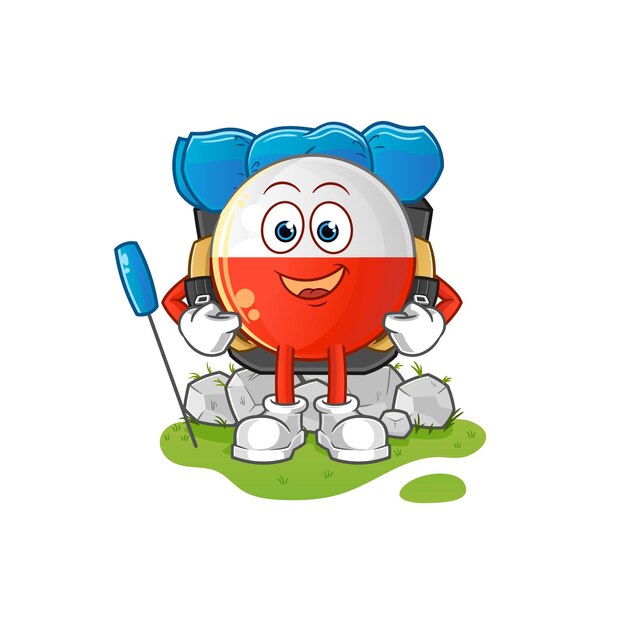 Poland flag go camping mascot. cartoon vector