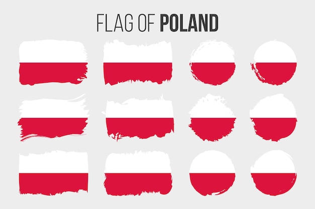 Bandiera della polonia illustrazione pennellata e grunge bandiere della polonia isolata on white
