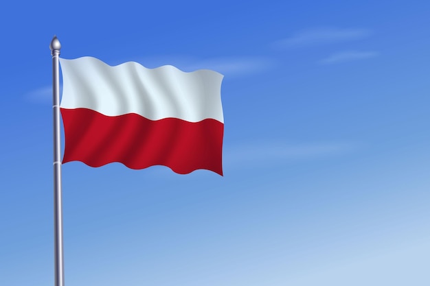 Poland flag Independence Day blue sky background