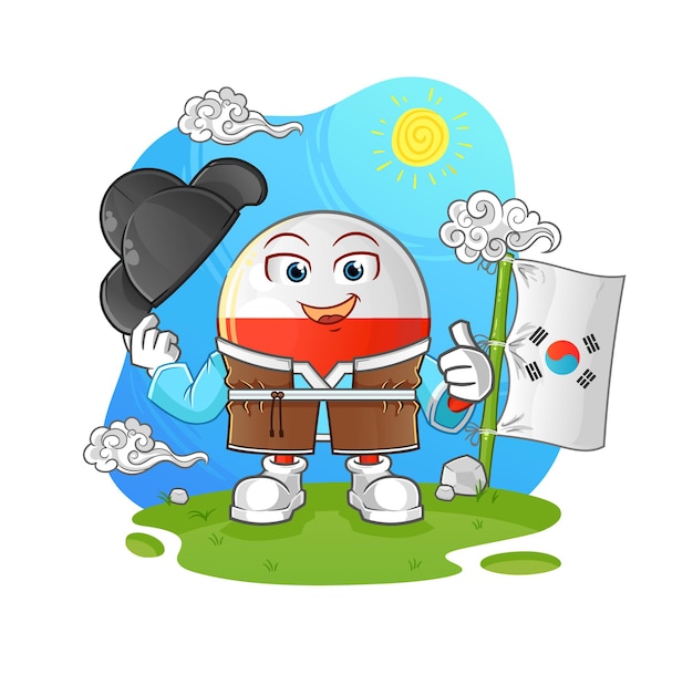 Poland flag korean culture vector. cartoon character