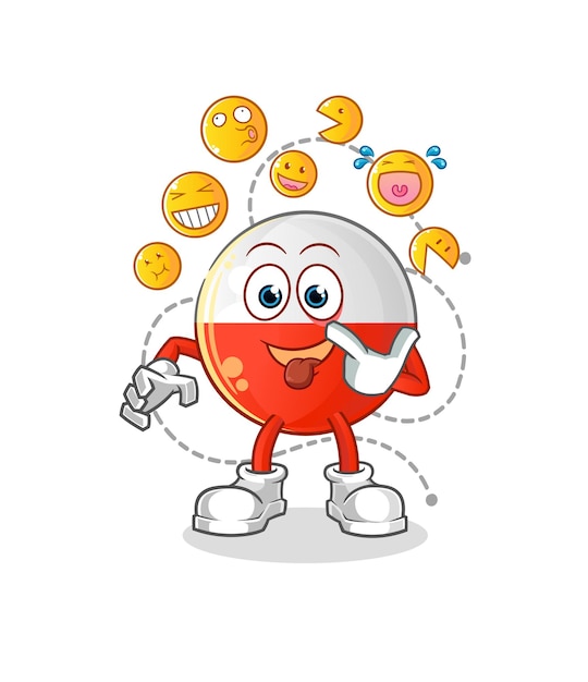 Poland flag laugh and mock character. cartoon mascot vector