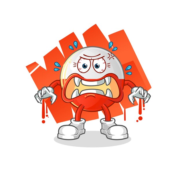 Poland flag monster vector cartoon character