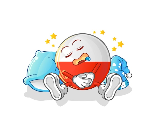 Poland flag sleeping character. cartoon mascot vector