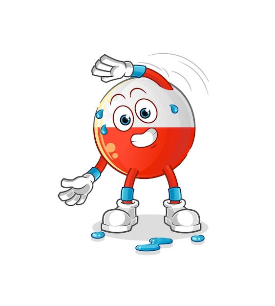 Poland flag stretching character. cartoon mascot vector