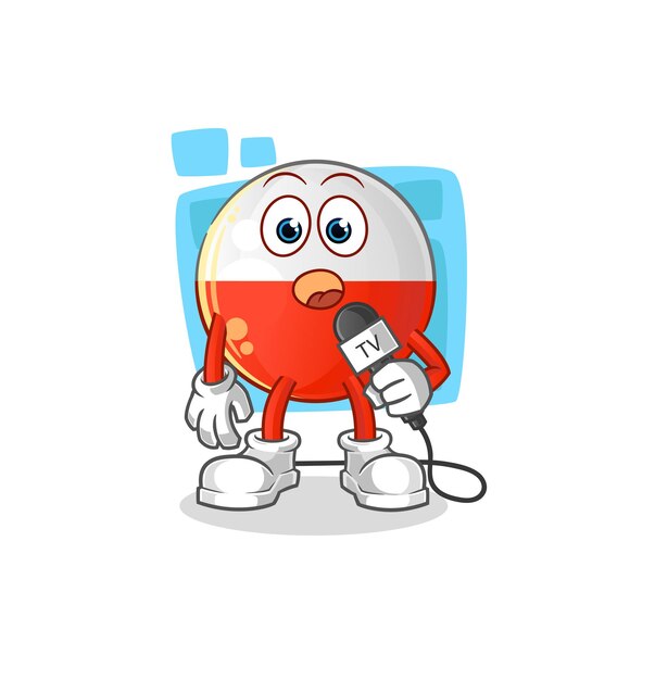 Poland flag tv reporter cartoon. cartoon mascot vector