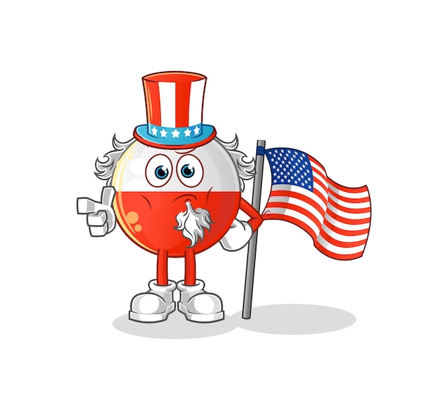 Poland flag uncle sam character. cartoon mascot vector