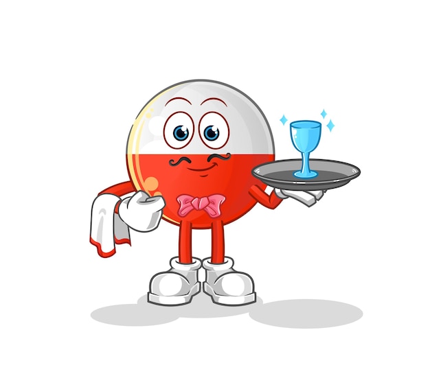Poland flag waiter cartoon. cartoon mascot vector