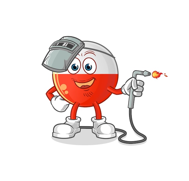 Poland flag welder mascot. cartoon vector