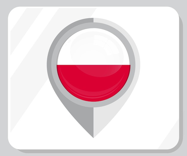 Poland Glossy Pin Location Flag Icon