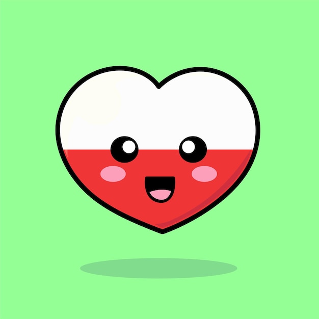 Emoticon di amore della bandiera del paese polacco del carattere sveglio del cuore della polonia