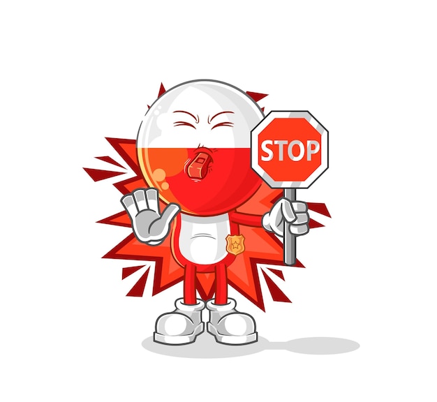 Poland holding stop sign cartoon mascot vector