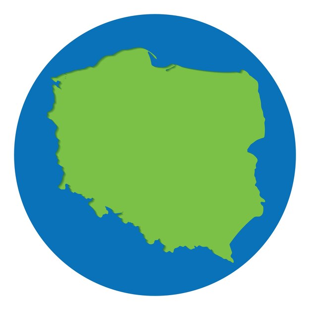 Poland map Map of Poland in green color in globe design with blue circle color